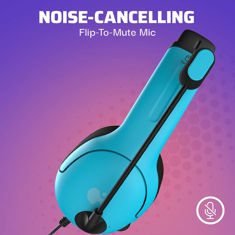 pdp Gaming LVL40 Airlite Stereo Headset for Nintendo Switch/Lite/OLED - Wired Power Noise Cancelling Microphone, Lightweight Soft Comfort On Ear Headphones (Mario Neon - Red & Blue) - Image 3